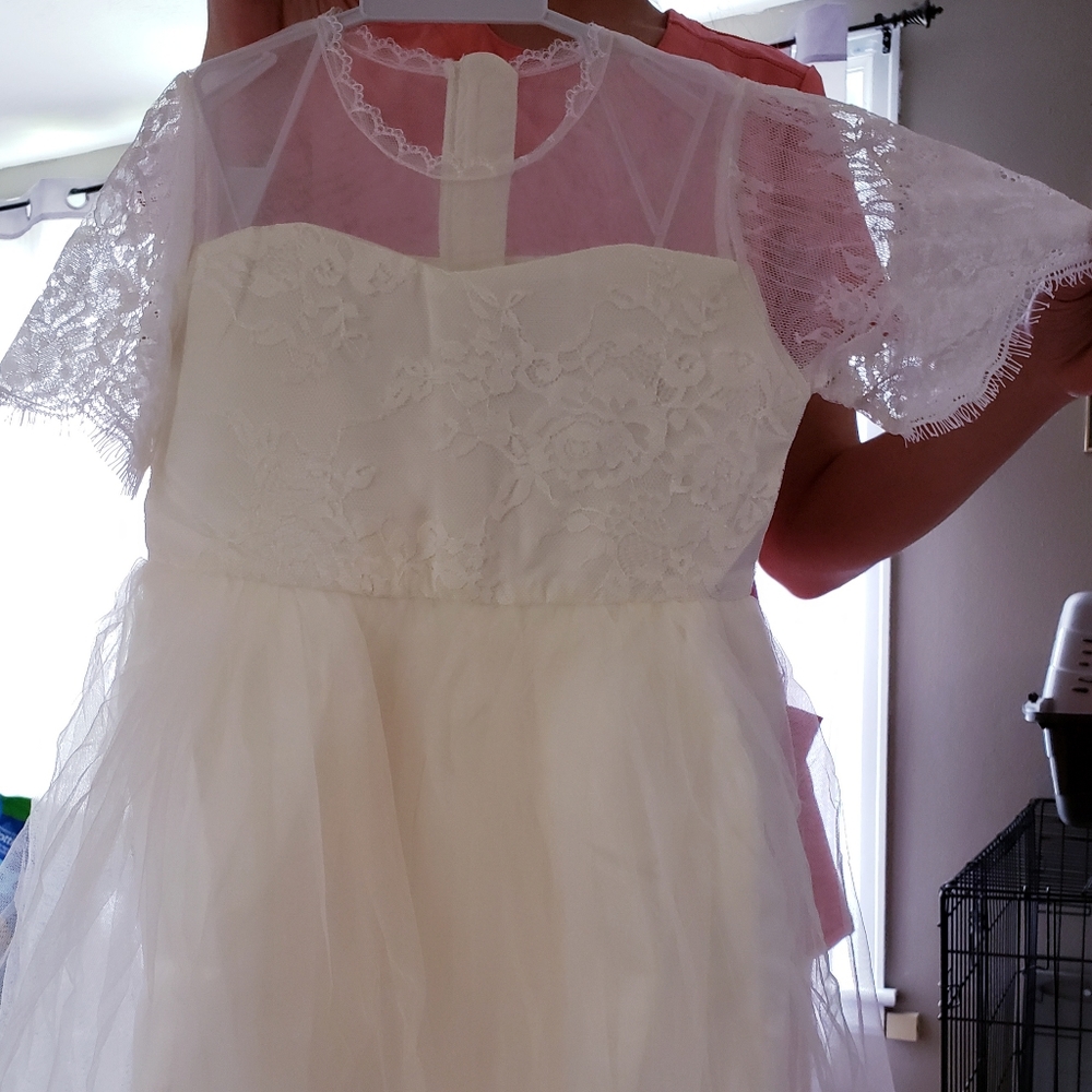 NWT White Organza & Satin Gown by Just  Couture - Sz. 5